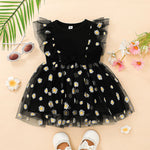 Baby Girl Lace-Trimmed Daisy-Print Mesh Dress Baby Girl Princess Dress - PrettyKid