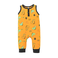 Baby Boy Sleeveless Dinosaur Print Bodysuit Baby Sleeveless Jumpsuit - PrettyKid