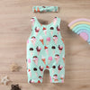 0-18M Baby Girls Ice Cream Print Tank Jumpsuit & Headband Bulk Baby Clothes Wholesale - PrettyKid