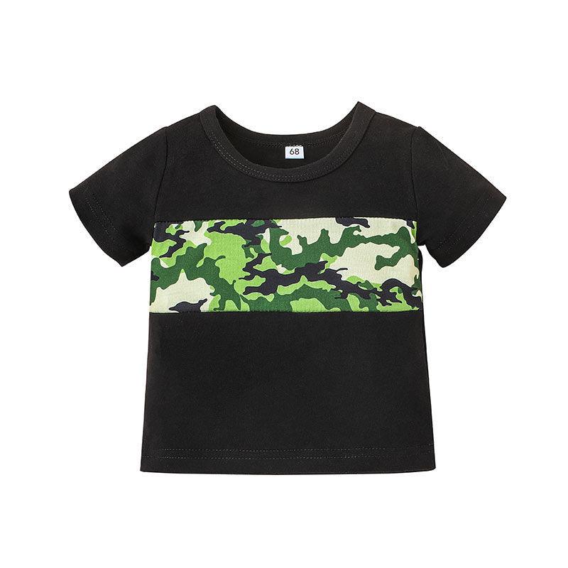 Baby Boy Round Neck Camouflage T-Shirt Baby T Shirts Wholesale - PrettyKid