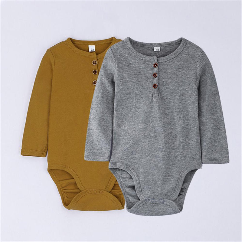 Baby Boys Long Sleeve Solid Color Romper Wholesale Clothing Baby - PrettyKid