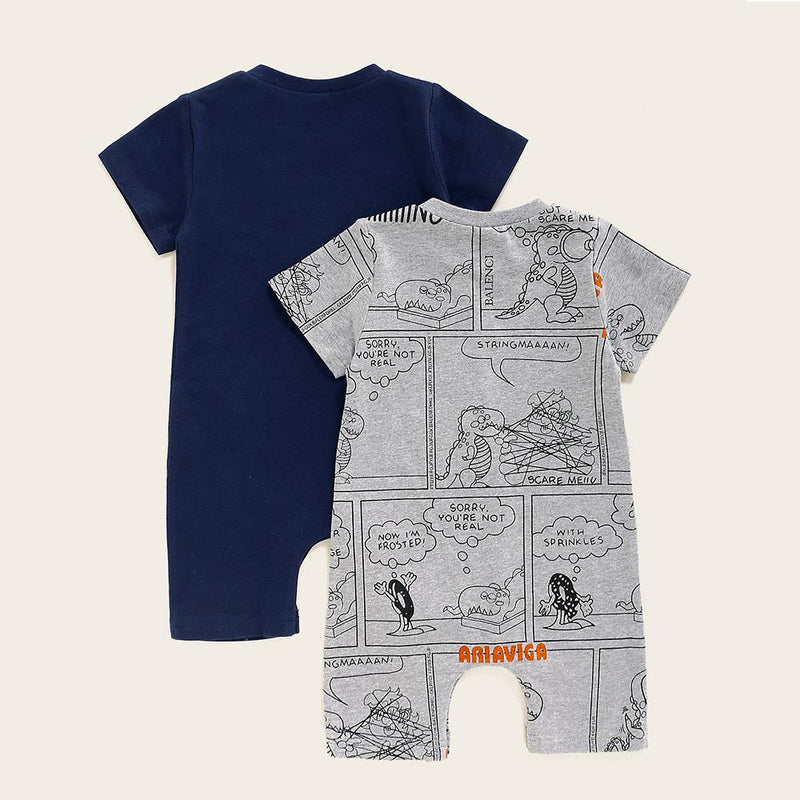 Baby Boys 2PCS Pattern Cartoon Printed Short Sleeve Rompers Baby Clothing Wholesale - PrettyKid