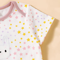 Baby Girls 2PCS Rabbit Star Printed Short Sleeve Rompers Baby Romper Wholesale - PrettyKid