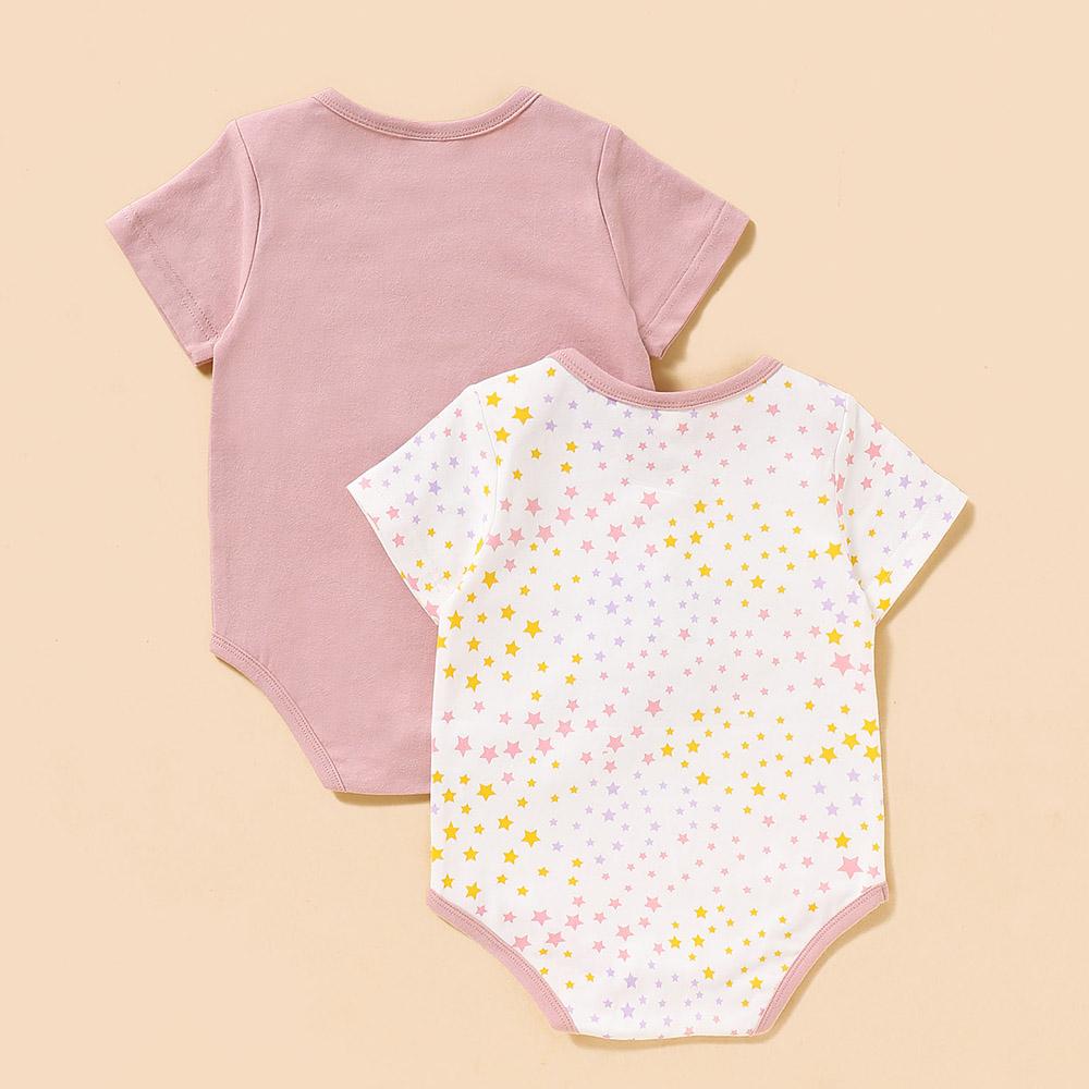 Baby Girls 2PCS Rabbit Star Printed Short Sleeve Rompers Baby Romper Wholesale - PrettyKid