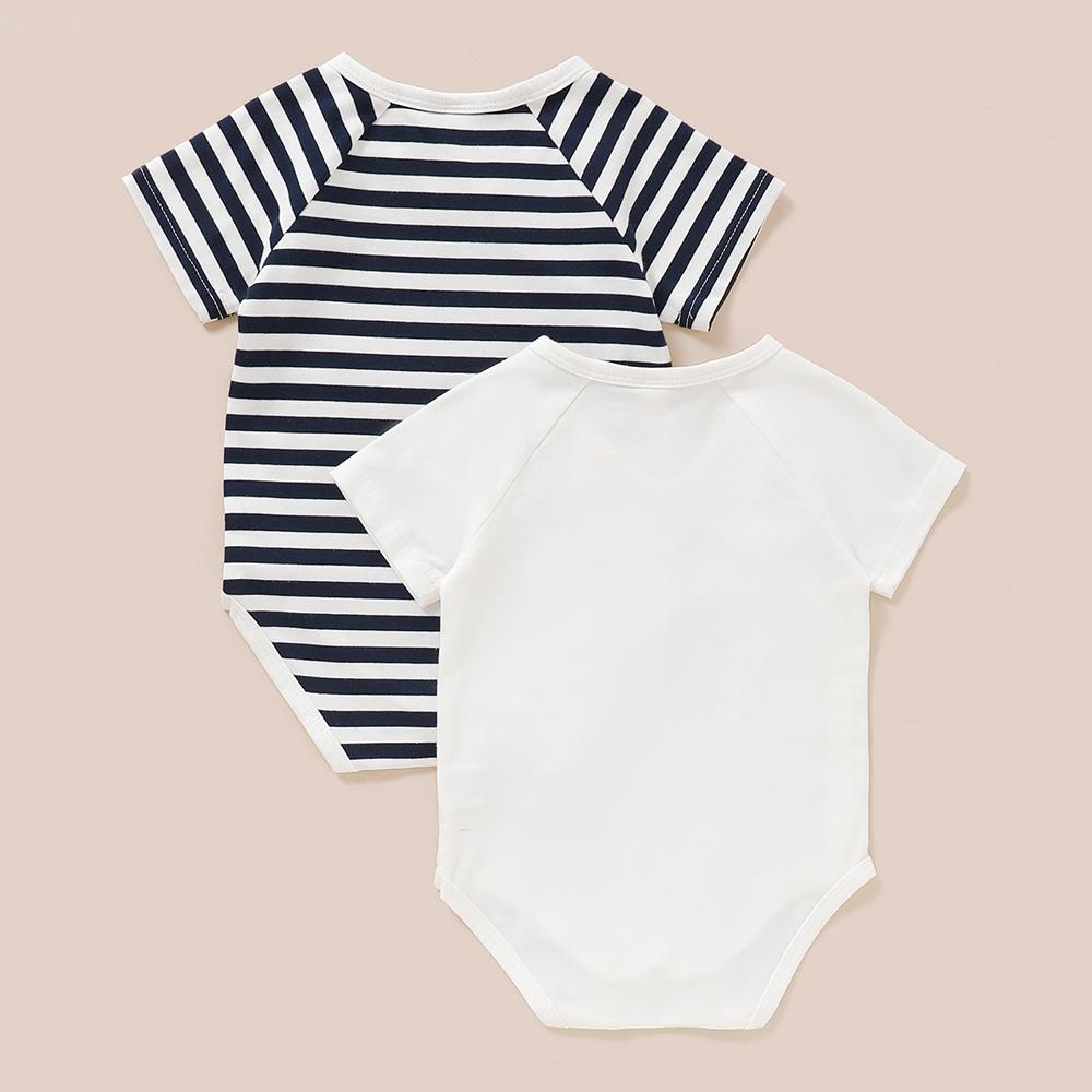 Baby Unisex 2PCS Striped Fish Printed Short Sleeve Rompers Spanish Baby Clothes Wholesale - PrettyKid