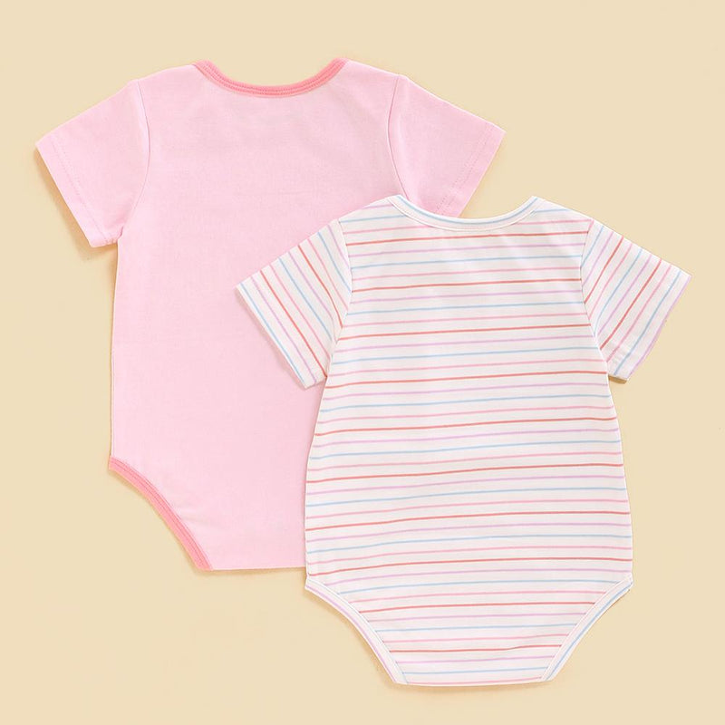 Baby Girls 2PCS Striped Short Sleeve Rompers Wholesale Baby Outfits - PrettyKid