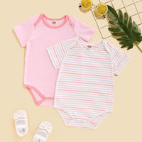 Baby Girls 2PCS Striped Short Sleeve Rompers Wholesale Baby Outfits - PrettyKid