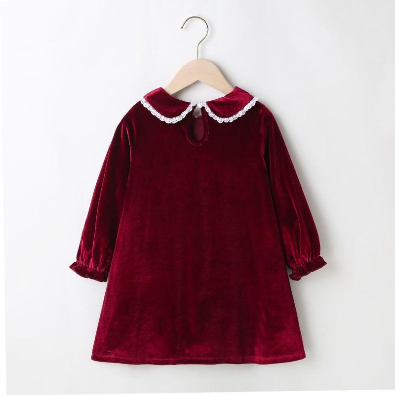 Girls Long Sleeve Doll Collar A-line Dress Wholesale Girl Dresses - PrettyKid