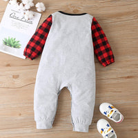 Baby Boys Printed Letter Plaid Romper Baby Boutique Clothing Wholesale - PrettyKid