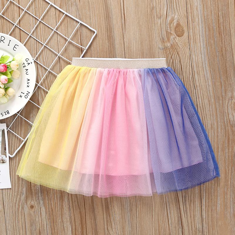 Girls Colorful Double-Layer Mesh Versatile Skirt - PrettyKid