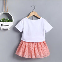 Girl Fashion Flamingo Cartoon Print Top & Short Skirt - PrettyKid