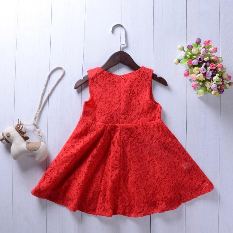 Solid Color Sleeveless Lace Dress Flower Princess Skirt For Girls - PrettyKid