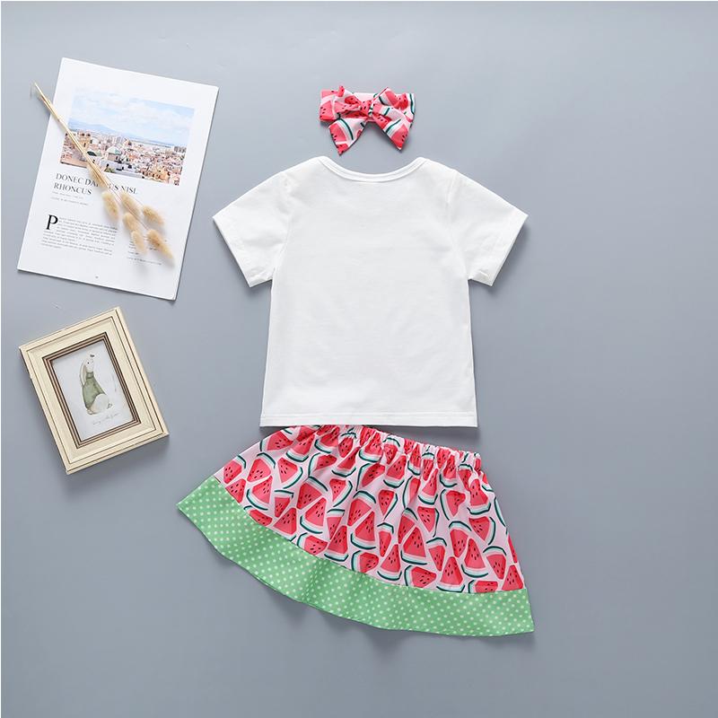 Letter Print Top & Watermelon Print Skirt - PrettyKid