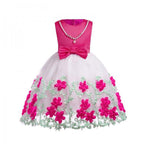 Elegant Floral Applique Sleeveless Tulle Party Dress - PrettyKid