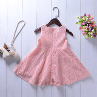 Fashionable Girls Solid Color Sleeveless Flower Dress - PrettyKid