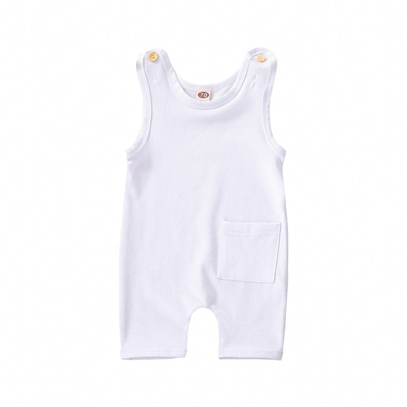 Button Pocket Basic Sleeveless Wholesale Baby Boy Jumpsuit - PrettyKid