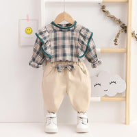 2-piece Ruffle Long Sleeve T-shirt & Pants for Children Girl - PrettyKid