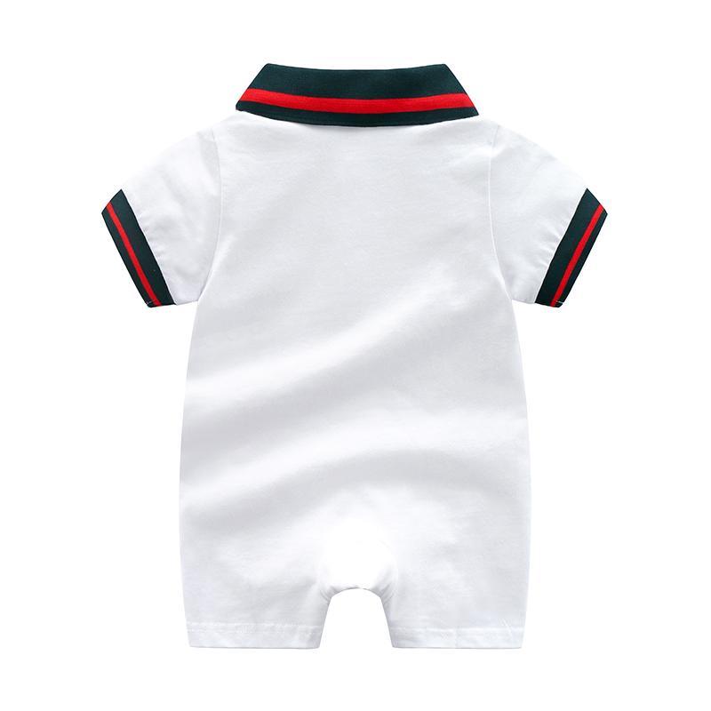 Preppy Stripes Lapel Short-sleeve Jumpsuit Children's clothing wholesale - PrettyKid