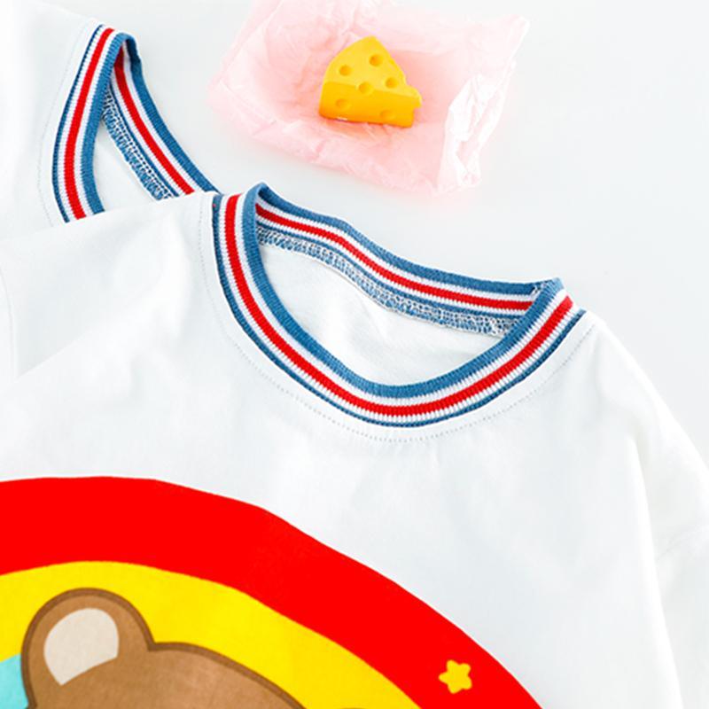 Toddler Boy Rainbow Bear Print T-shirt & Letter Shorts - PrettyKid