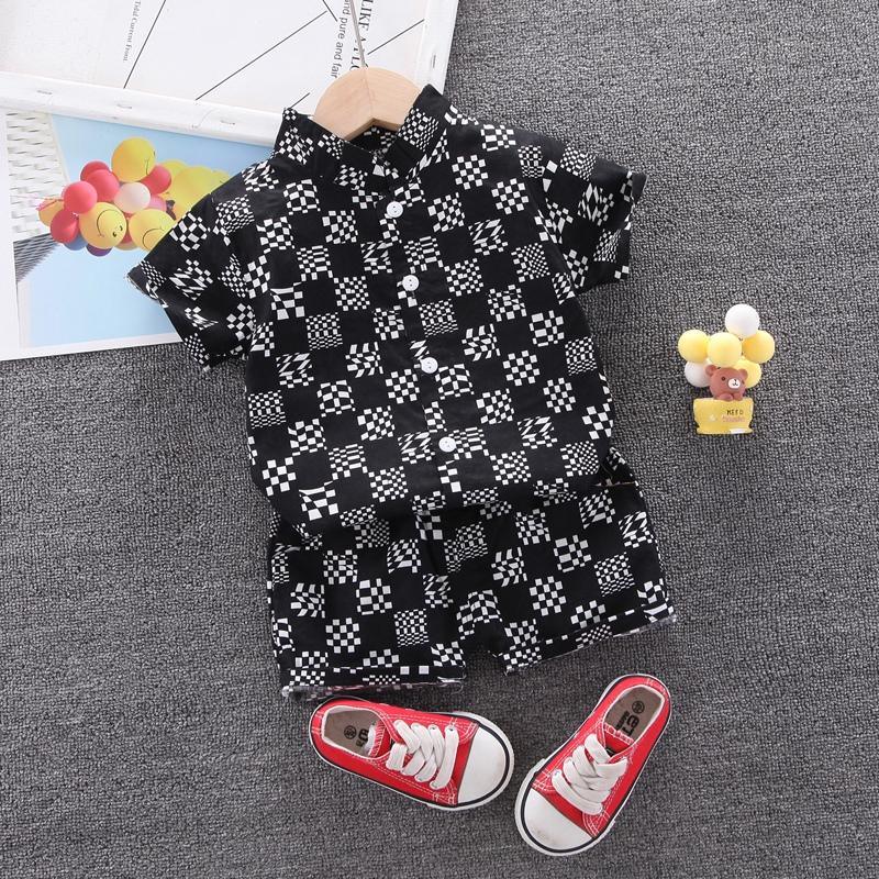 2-piece Plaid Short Sleeve Shirt & Plaid Shorts for Children Boy - PrettyKid