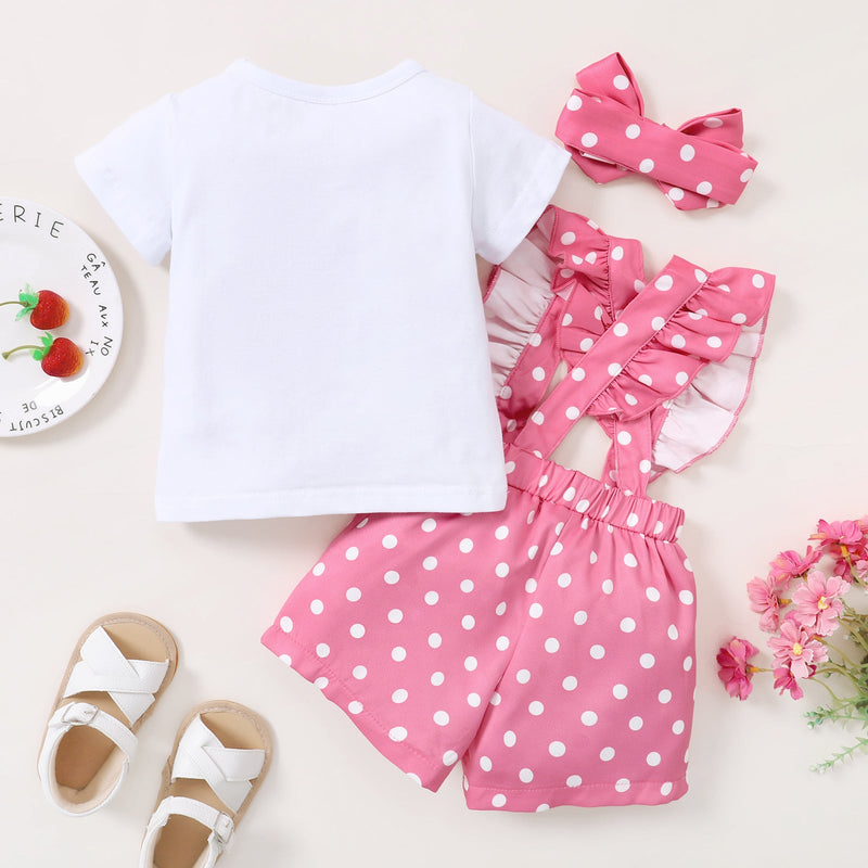 3-24M Baby Onesie Sets Strawberry Print So Polka Dot Bib Headband Wholesale Baby Clothes KCL519305 - PrettyKid