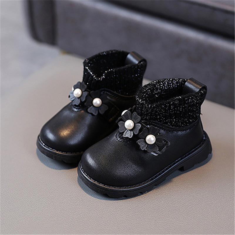 wholesale childrens Toddler Girl 3D Floral Decor Solid Color Boots Wholesale - PrettyKid