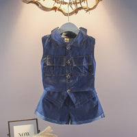 2-piece Denim Vest & Denim Shorts for Toddler Girl - PrettyKid