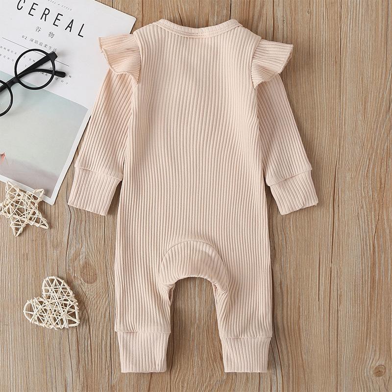 New Born Girl Ruffle Ribbed Jumpsuit - PrettyKid