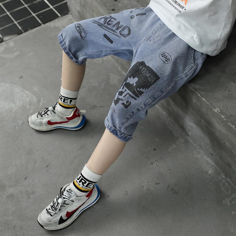 Kid Boy Letter Graffiti Denim Pants 2/3 - PrettyKid