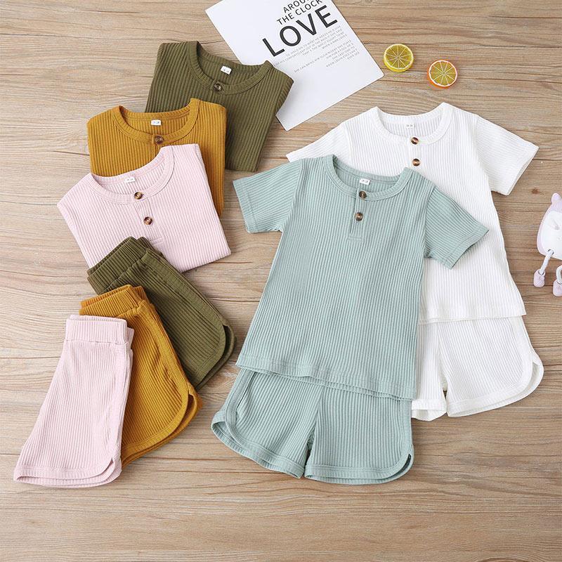 Toddler Girl Solid Color Ribbed T-shirt & Shorts Children's Clothing - PrettyKid