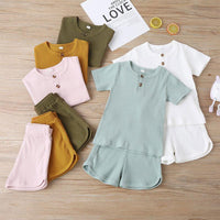 Toddler Girl Solid Color Ribbed T-shirt & Shorts Children's Clothing - PrettyKid