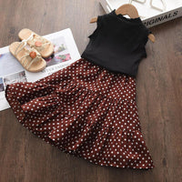 Toddler Girl Knitted Tank & Polka Dot Skirt - PrettyKid