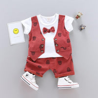 2-piece Fashion Plaid Bow Gentry T-shirt and Casual Suits - PrettyKid