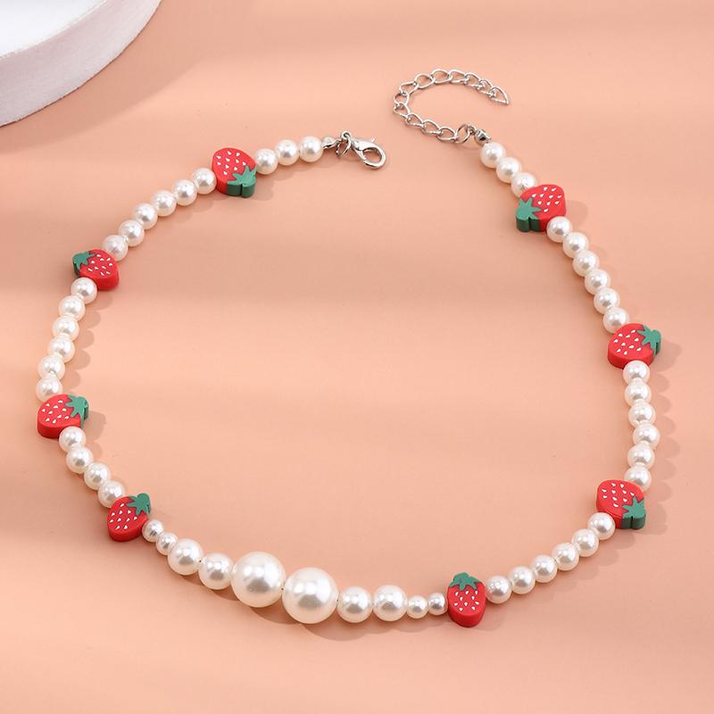 dropship childrens boutique clothing Kid Girl Strawberry Decor Pearl Necklace - PrettyKid