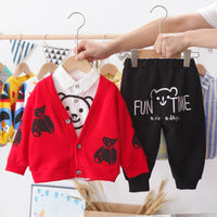 3-piece Bear Pattern Coat & Shirt & Pants for Children Boy - PrettyKid