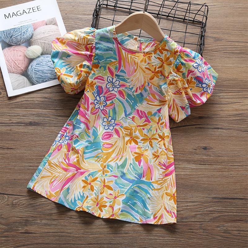 Toddler Girl Floral Print Puff Sleeve Dress - PrettyKid