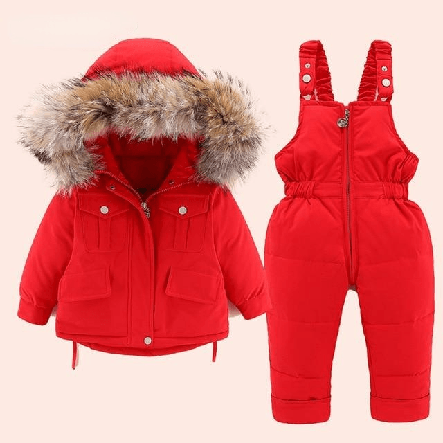 Set Baby Girl winter down jacket and jumpsuit fur collar jacket for girls Infant snowsuit 0-4Year Manufactuer - PrettyKid