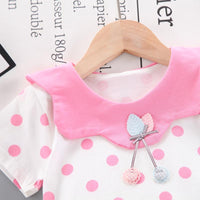 Toddler Girl Polka Dot T-shirt & Denim Shorts Wholesale Children's Clothing - PrettyKid