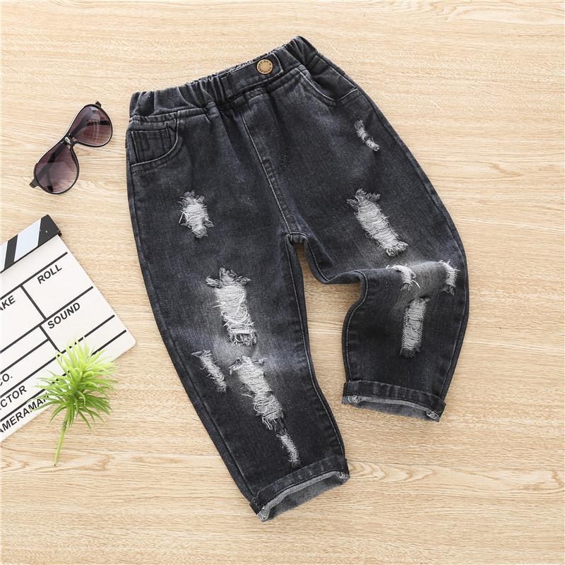 Solid Torn Jeans for Toddler Girl - PrettyKid