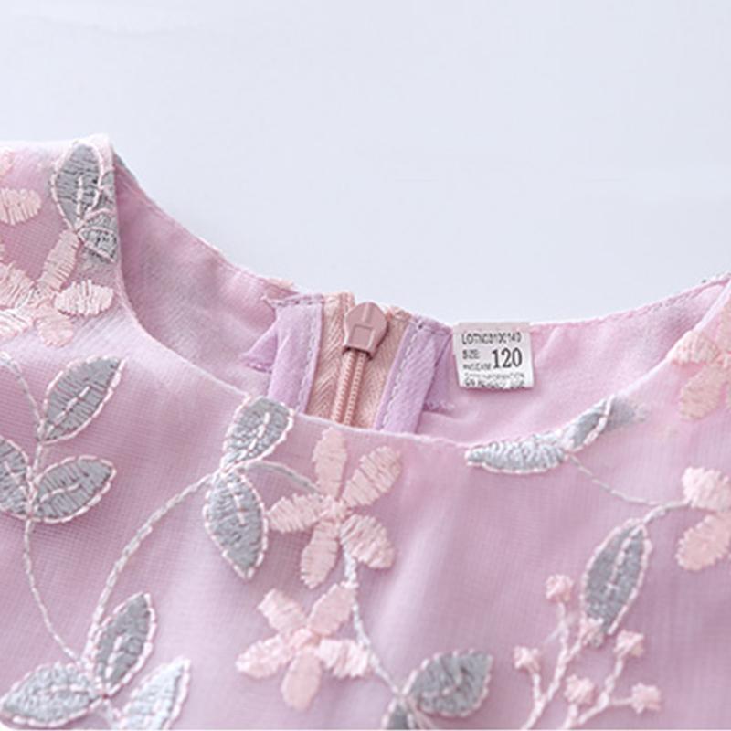 Floral Embroidered Gauze Dress for Girl - PrettyKid