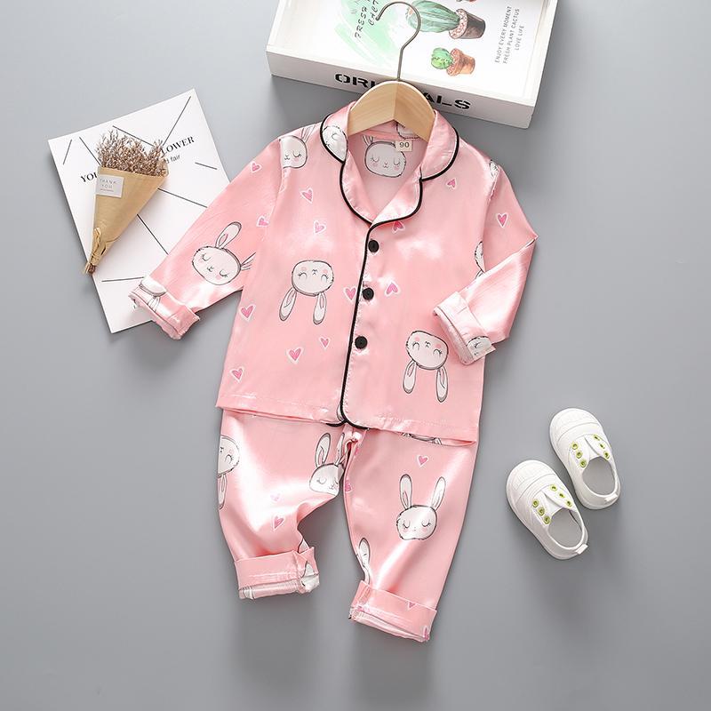 2-piece Rabbit Pattern Pajamas for Toddler Girl Children's clothing wholesale - PrettyKid