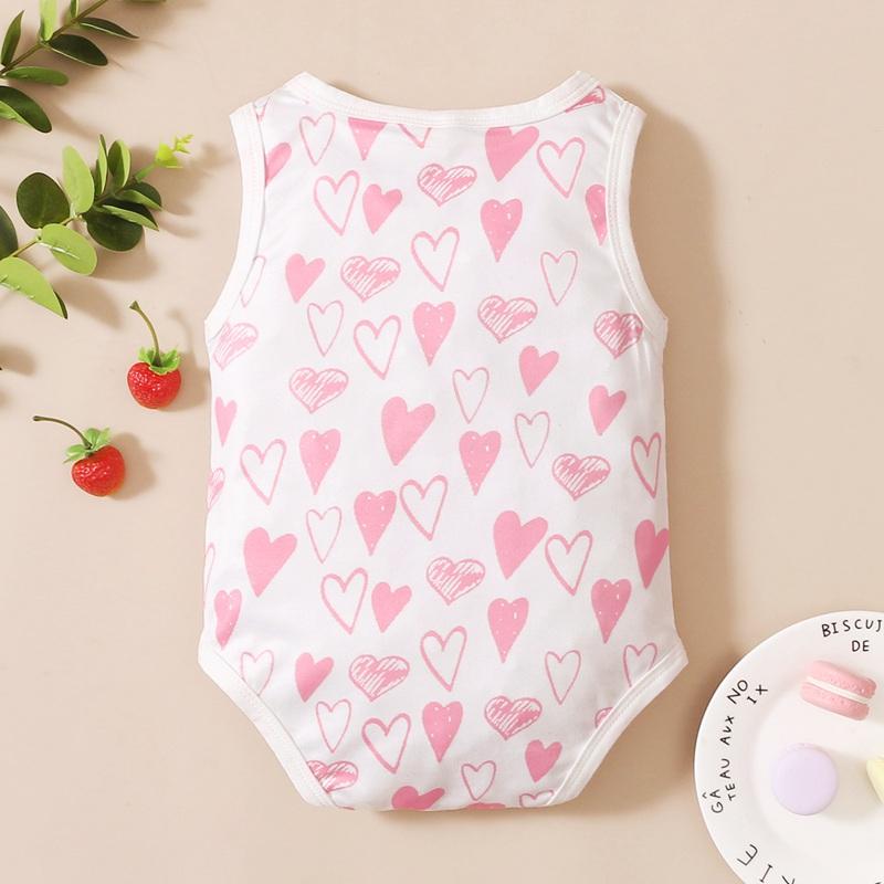 Baby Girl Heart-shaped Pattern Bodysuit - PrettyKid