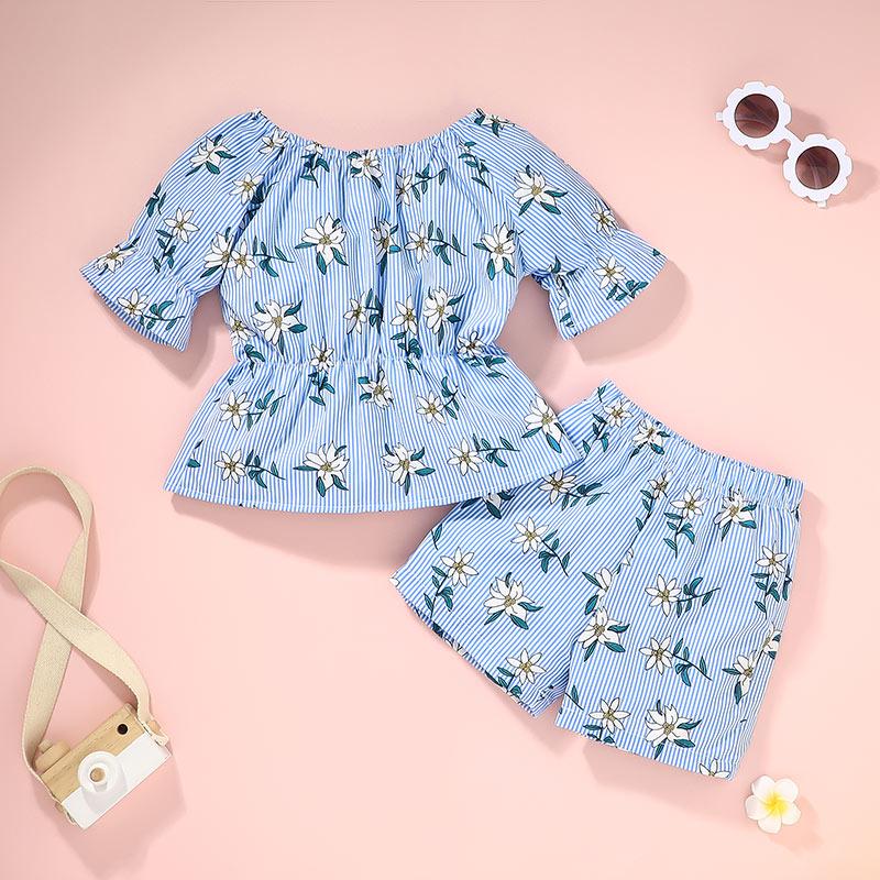 Toddler Girl Floral Shorts Suit Children's Clothing - PrettyKid
