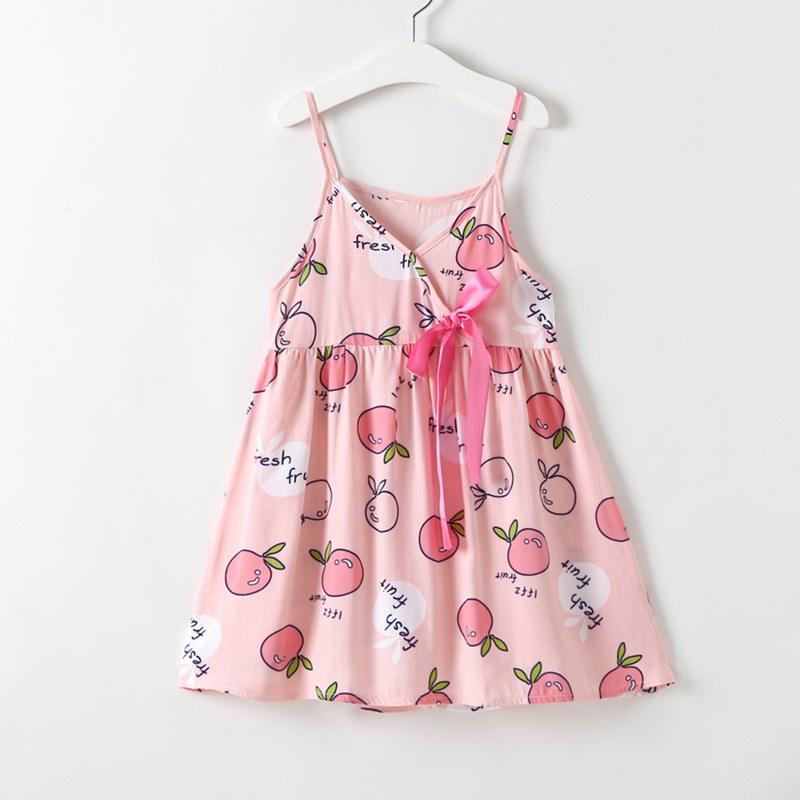 Toddler Girl Apple Print V-neckline Slip Dress - PrettyKid