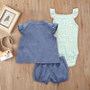 3-piece T-shirt & Shorts & Floral Romper for Baby Girl - PrettyKid
