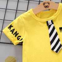 Toddler Boy Tie T-shirt & Letter Shorts Wholesale Children's Clothing - PrettyKid