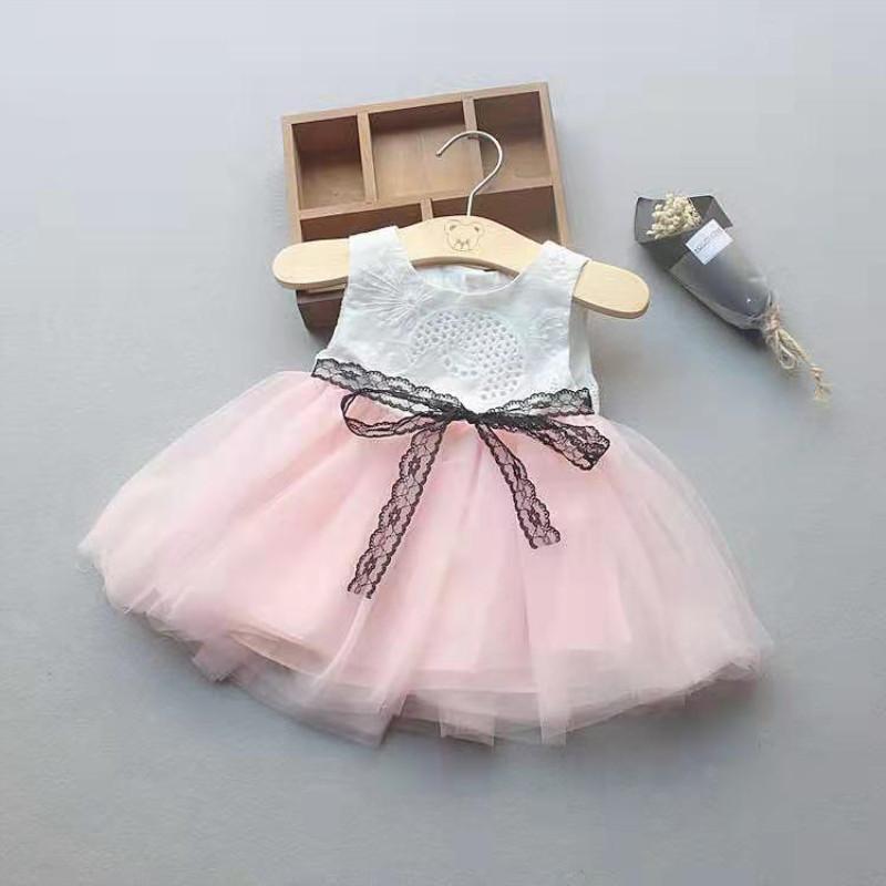 Baby Girl Mesh Hem Princess Dress Children's Clothing - PrettyKid