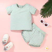 Baby Boy Sets Striped T-Shirt & Shorts Summer Baby Clothes In Bulk - PrettyKid