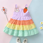 3-24M Baby Girl Summer Dress Sling Colorblock Rabbit Radish Cake Wholesale Baby Clothes KCL0171684 - PrettyKid