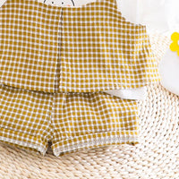 Rabbit Printed Plaid T-shirt & Plaid Shorts Set - PrettyKid